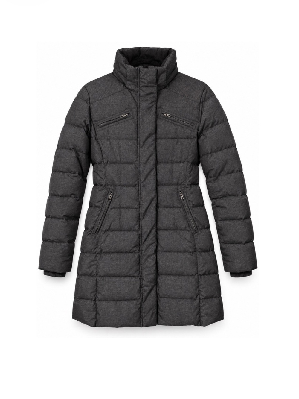 Roots Canada Goose Down Long Puffer Coat - Charcoal Grey, Size M